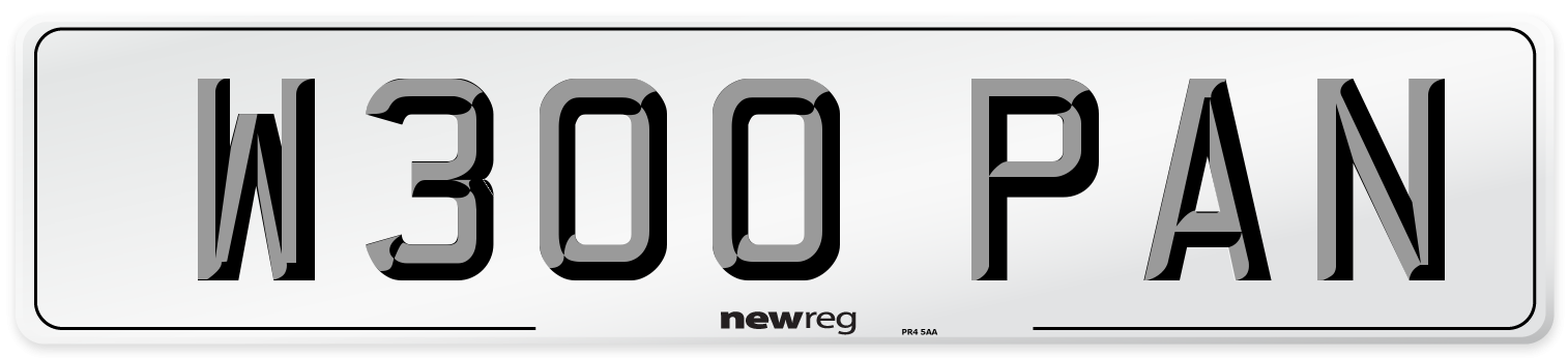 W300 PAN Number Plate from New Reg